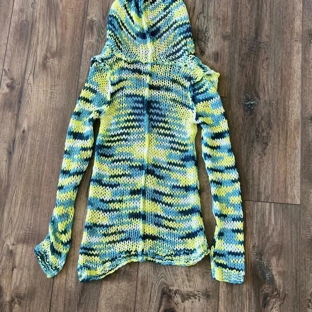 NWOT Chaser Long Sleeve Knit Bohemian Cardigan & Tank Set Blue/yellow Size M